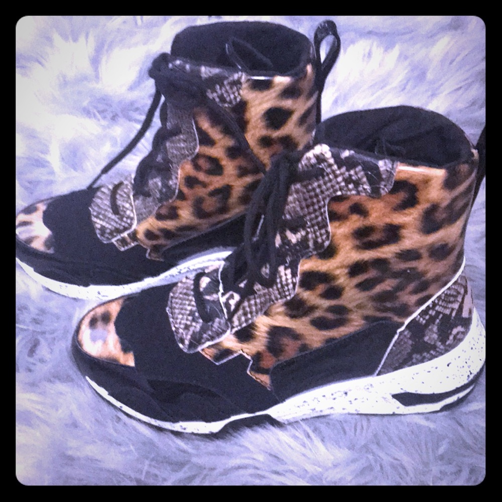 Cape robbin cheetah print and snake skin sneakers